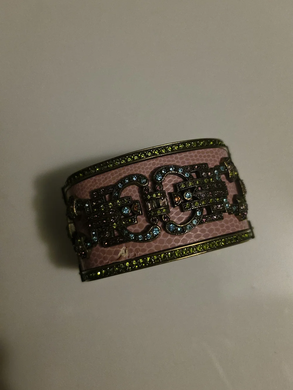 The Heidi Daus Crystal Art Deco Bangle Cuff Bracelet in multicolor